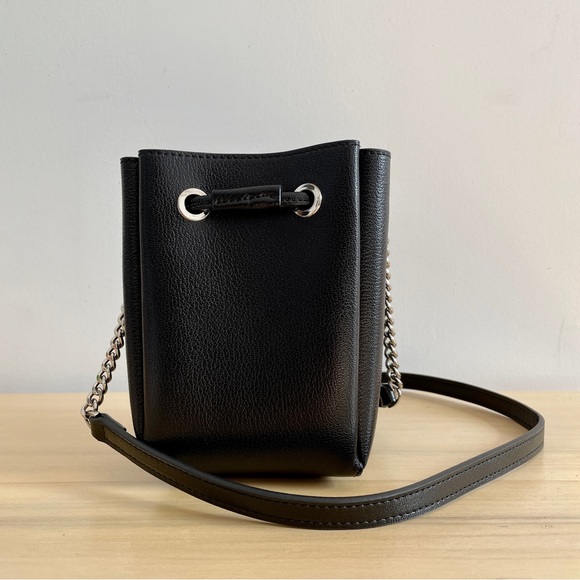 SAINT LAURENT MONOGRAM EMBELLISHED BLACK LEATHER MINI BUCKET BAG - Picture 5 of 5